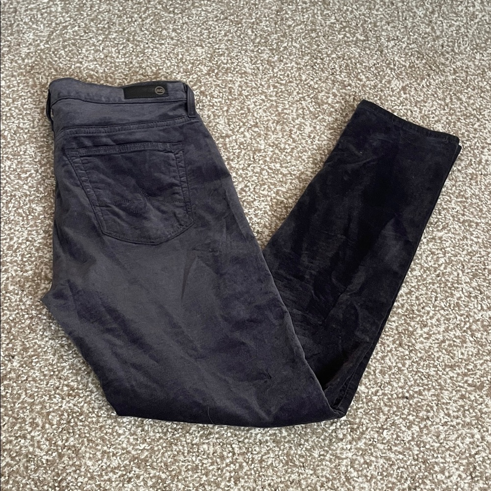 AG Adriano Goldschmied Velour Velvet Stevie Ankle Slim Straight Pants